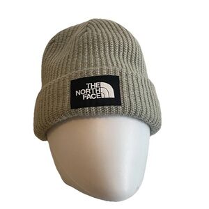The North Face Salty Dog Beanie Gray Green Lined Knit Hat Unisex One Size